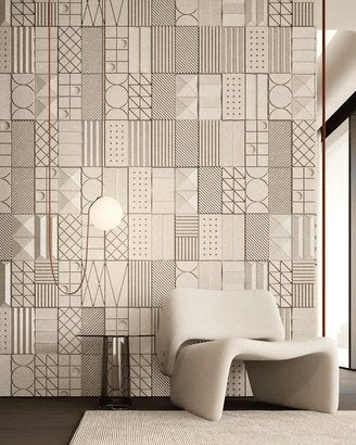 3D decorative gypsum wall panels (gypsum tiles, Elementary) - Domino - easy installation