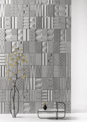 3D decorative gypsum wall panels (gypsum tiles, Elementary) - Domino - easy installation