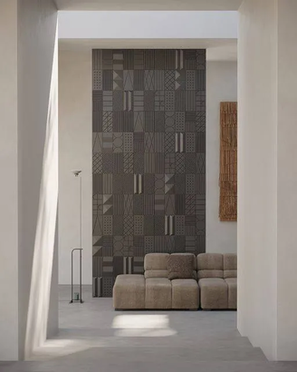 3D decorative gypsum wall panels (gypsum tiles, Elementary) - Domino - easy installation