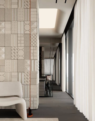 3D decorative gypsum wall panels (gypsum tiles, Elementary) - Domino - easy installation