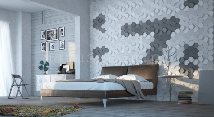 3D decorative gypsum wall panels - Beehive - easy installation