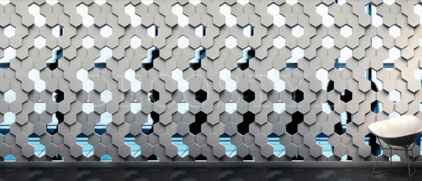 Hive - decorative 3D wall partition made of plaster