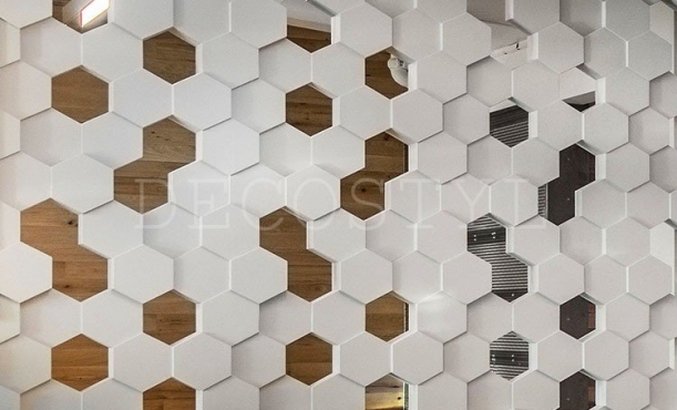 Hive - decorative 3D wall partition made of plaster