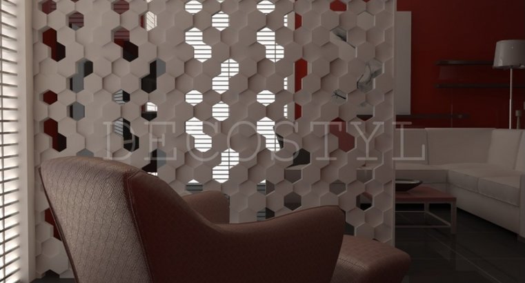 Hive - decorative 3D wall partition made of plaster