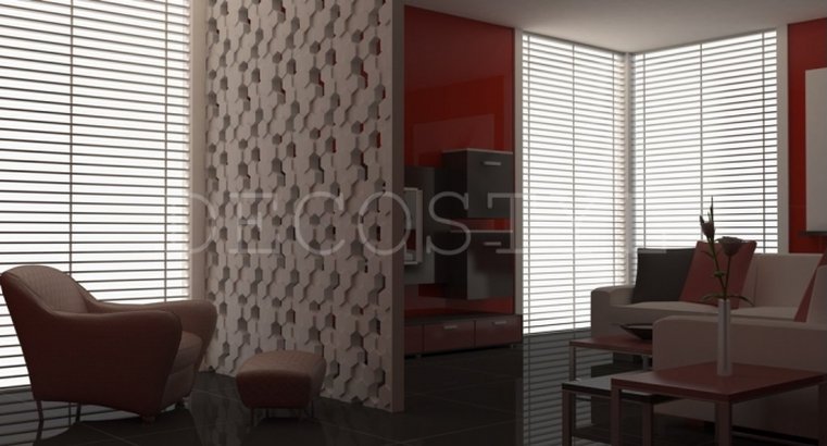 Hive - decorative 3D wall partition made of plaster