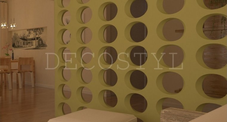 Ohm - decorative 3D wall partition made of plaster