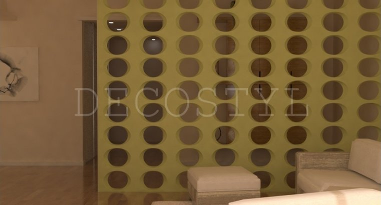 Ohm - decorative 3D wall partition made of plaster